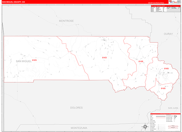 San Miguel County, CO Zip Code Map